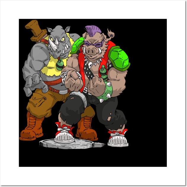 Rocksteady and Bebop TMNT Wall Art by SketchbooksTees